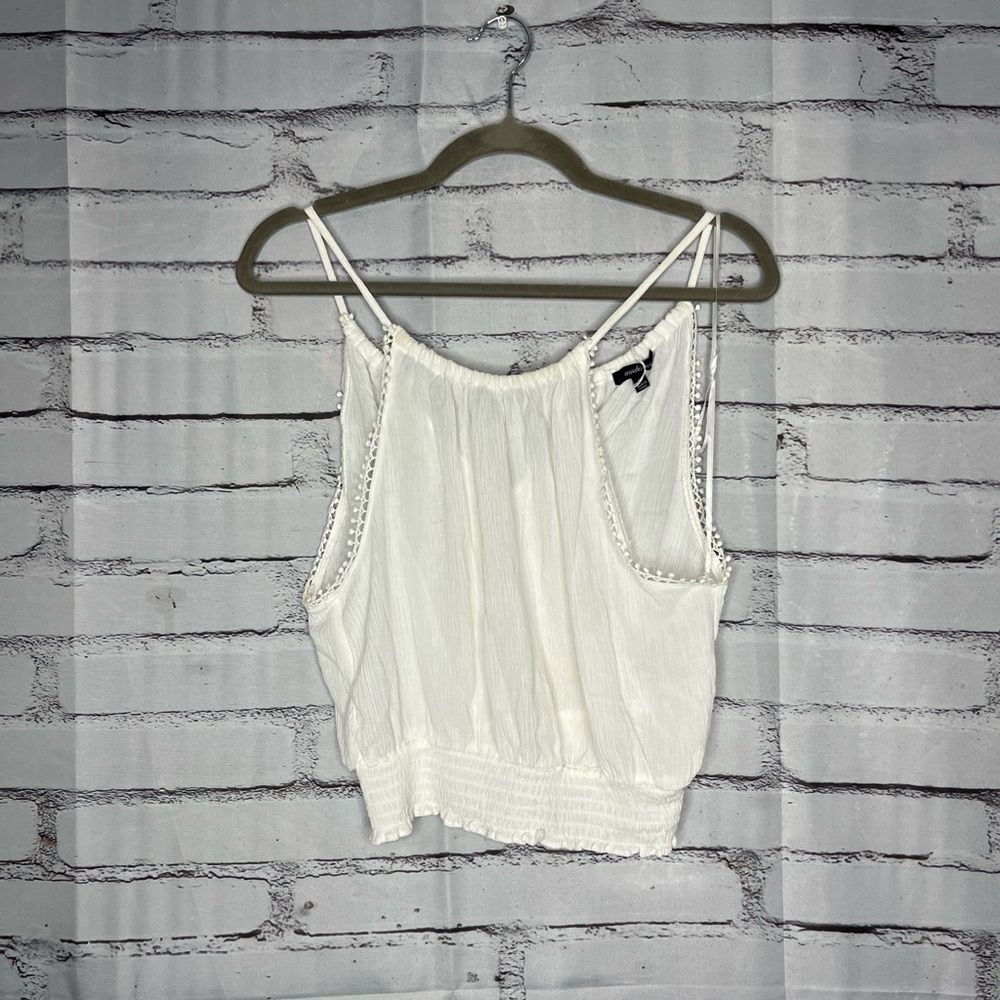 Ambiance Apparel White Lace Spaghetti Strap Tank Top S Fitted Casual Layer Cami